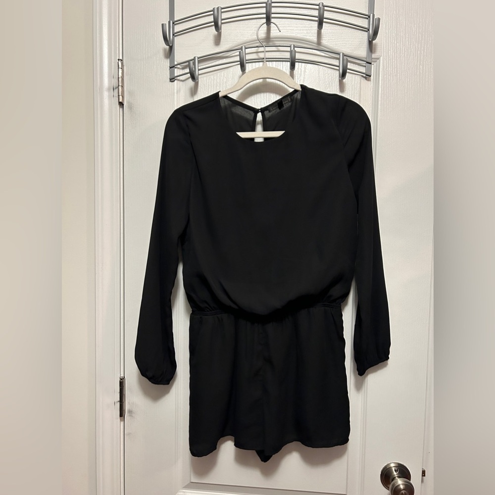Lucca Couture Black Romper Long Sleeve Shorts women’s Size Small Classic boho